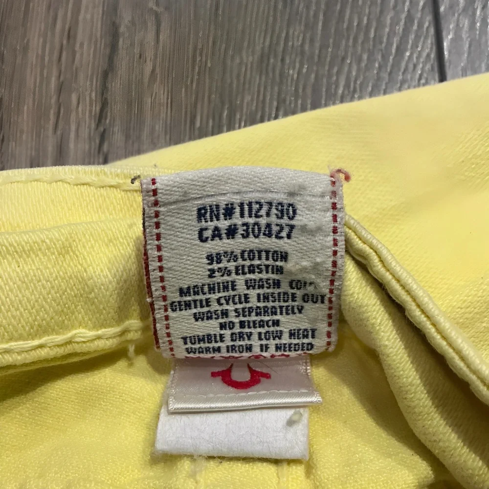 True Religion Joey "Disco" Yellow Twisted Inseam Jeans - Size 29 Y2k - Picture 9 of 9